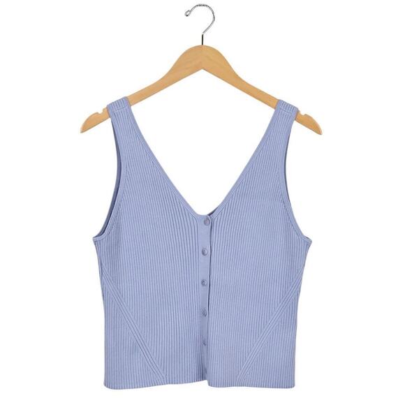 Madewell Signature Knit Button Front Sweater Tank Craft Blue Size XL NWT - Picture 1 of 5